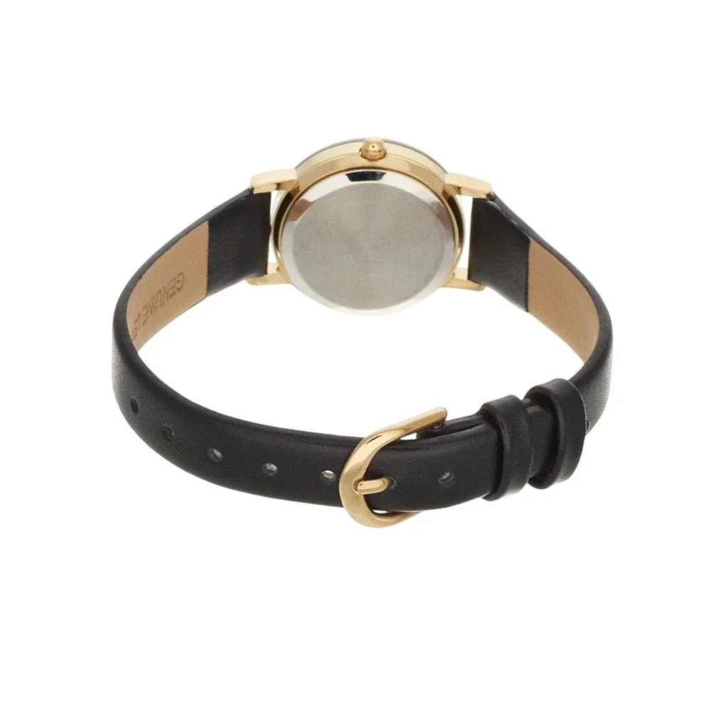 Armitron Womens Diamond Accent Watch Black Leather Watch Gold Tone New
